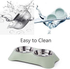 Green double dog bowl with stainless steel bowls – view 5