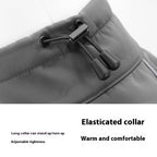 Close-up of the adjustable collar toggle on the dog winter coat