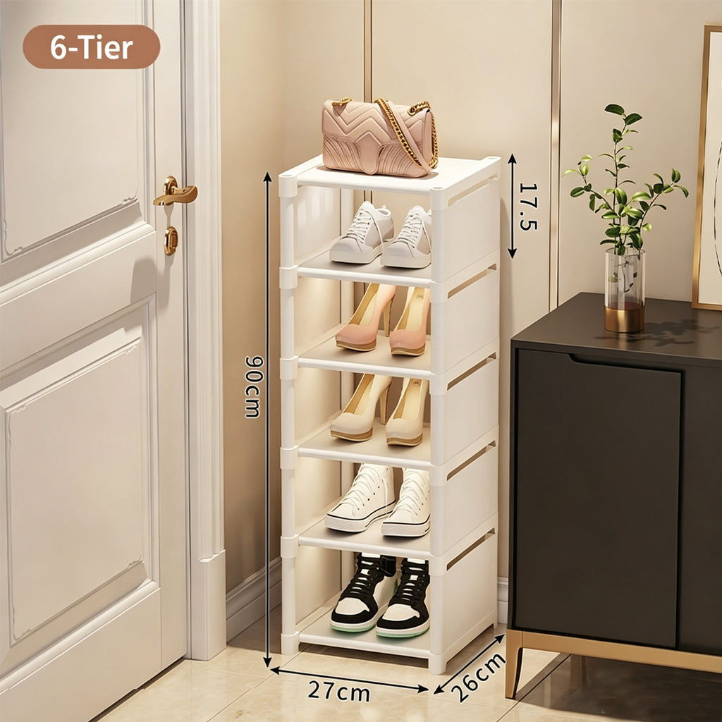 6 tier shoe rack size diagram showing 90cm height