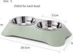 Green double dog bowl with stainless steel bowls – view 4