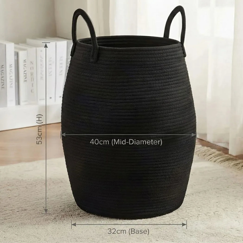 65L Laundry Basket Folding Bin Bag Hamper Dirty Washing Clothes Storage Handle-Black