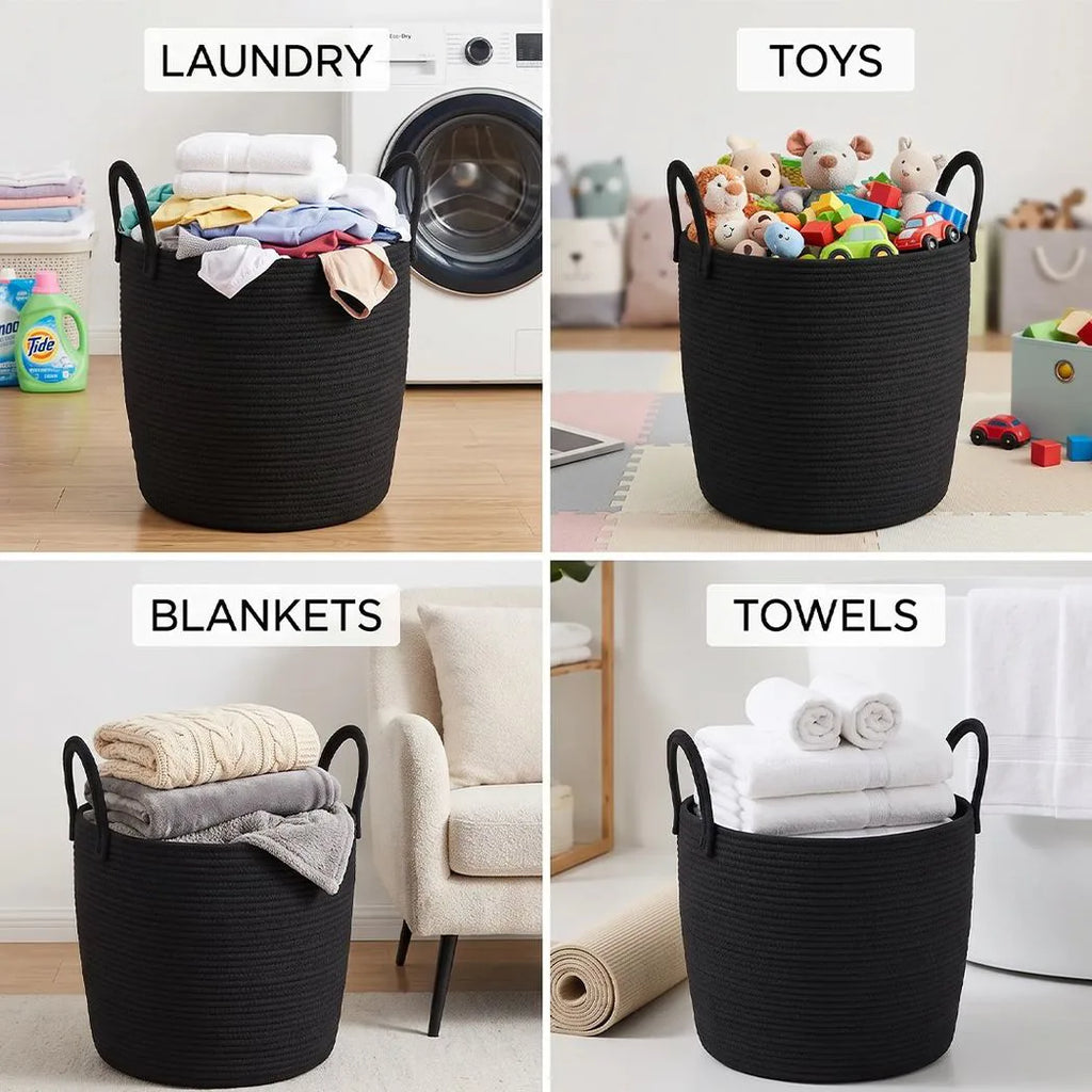 65L Laundry Basket Folding Bin Bag Hamper Dirty Washing Clothes Storage Handle-Black