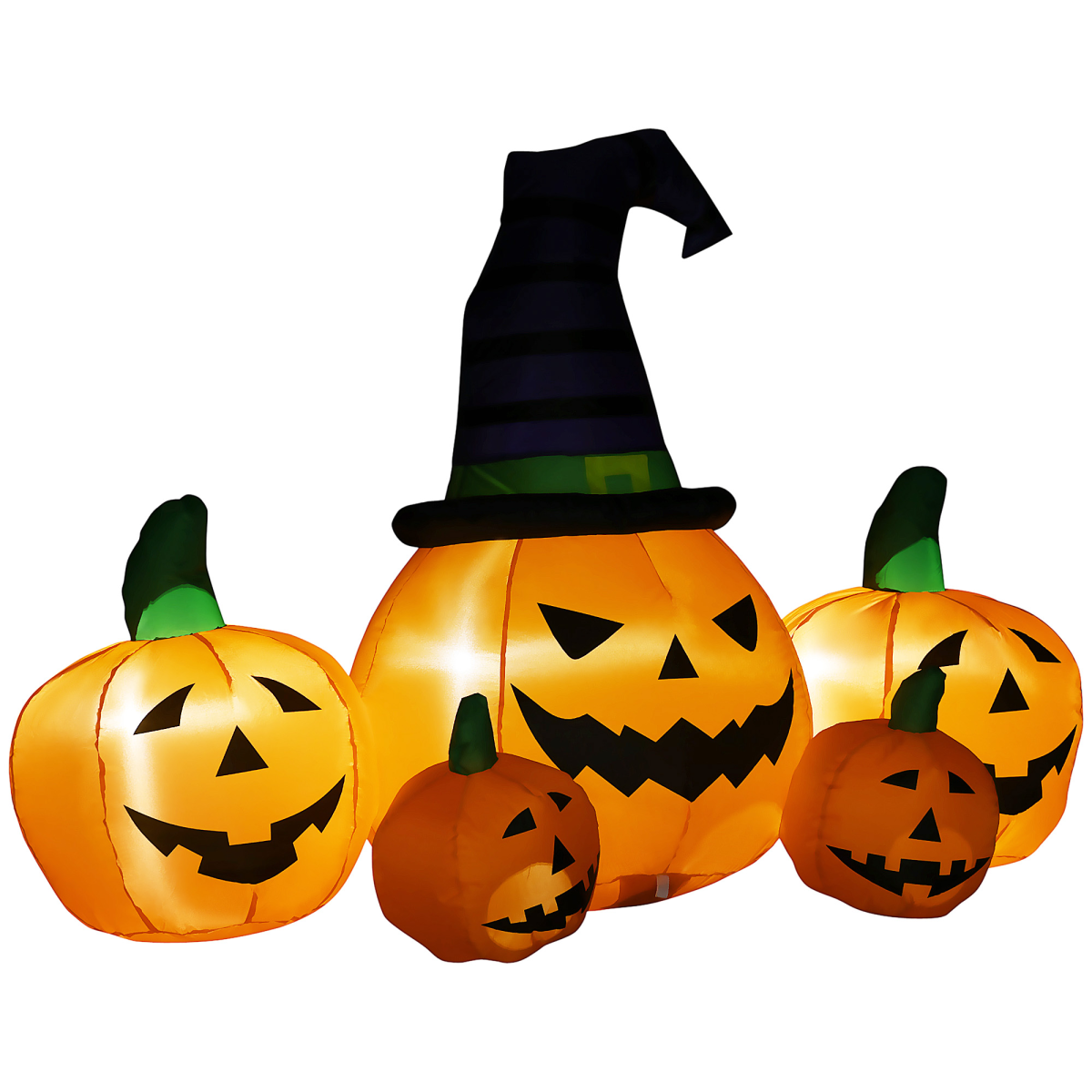 6ft Inflatable Halloween Large Pumpkin Hat with Four Small Pumpkins Blow-Up LED