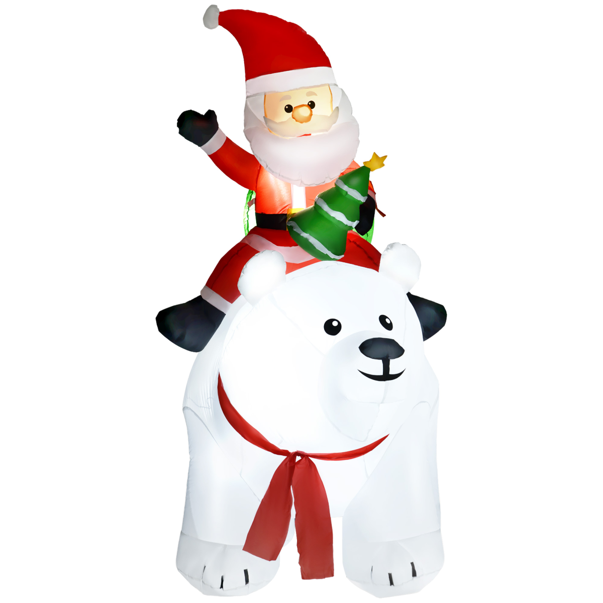 Outsunny 6.6FT Christmas Inflatable Santa Claus w/ Polar Bear for Graden
